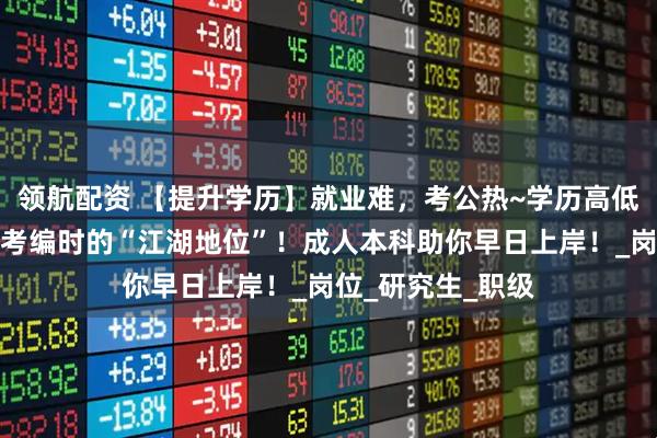 领航配资 【提升学历】就业难，考公热~学历高低决定了你在考公考编时的“江湖地位”！成人本科助你早日上岸！_岗位_研究生_职级